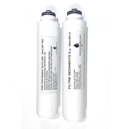 Lot de 2 cartouches : Sédiment SPL-5 + Bi-filtre BIF002 pour osmoseur Osmodyn Elixir - Odemer